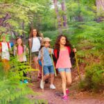 children in the park, hiking