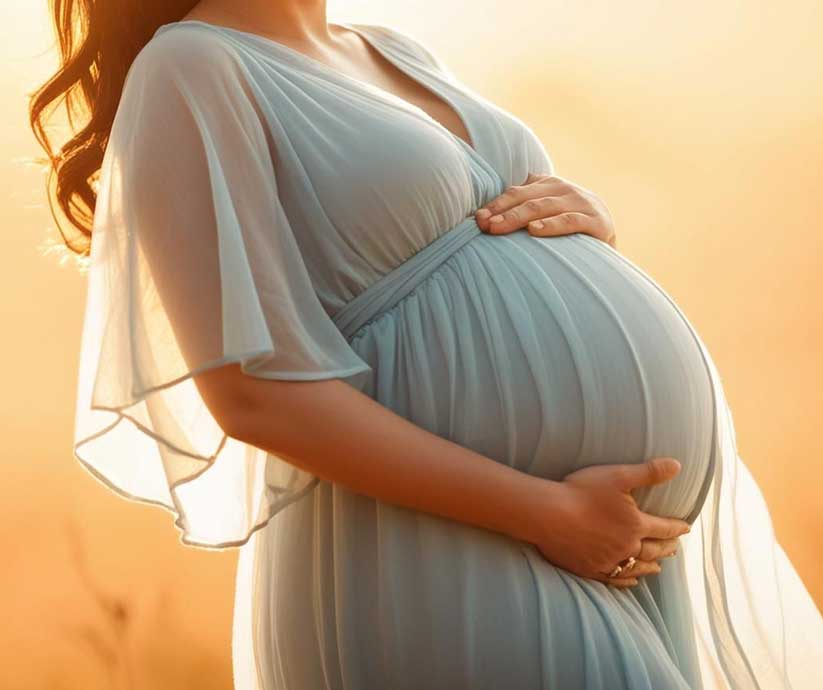 pregnant woman holding her belly