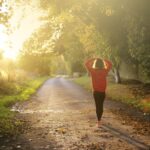 woman walking on path