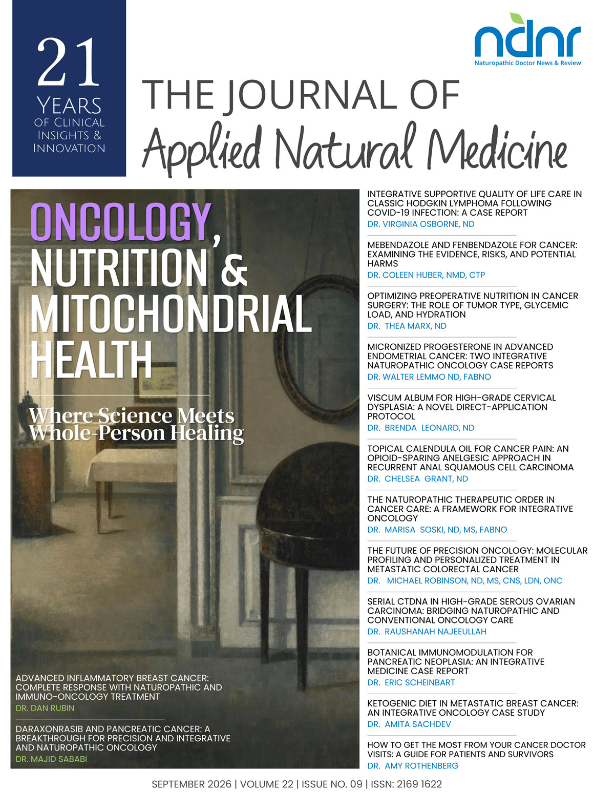 NDNR September 2026 issue - Oncology, Nutrition and Mito Health